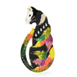 Colorful Calico Cat Brooch - Enamel and Rhinestones Colorful Calico Cat Brooch - Enamel and Rhinestones